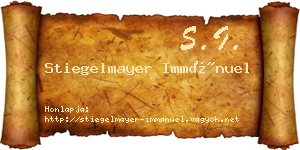 Stiegelmayer Immánuel névjegykártya